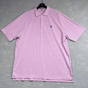 Peter Millar Shirt Polo Mens X-Large Pink Summer Comfort Short Sleeve Striped